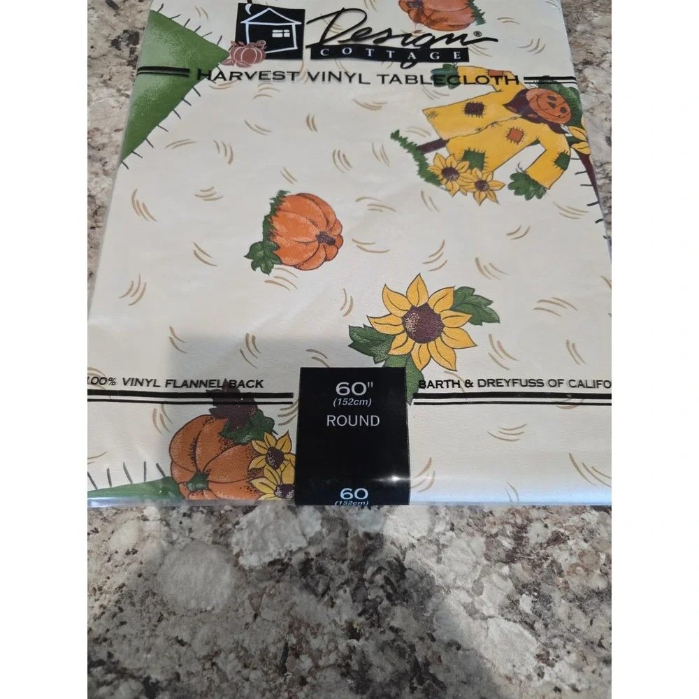 Vintage Design‎ Cottage HARVEST FALL Vinyl Flannel Back Tablecloth 60